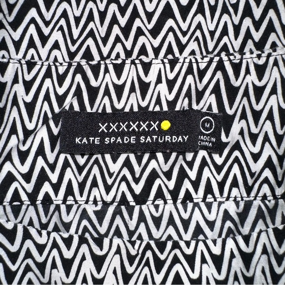 Kate Spade Saturday Zig Zag Black And White Silk Blend Blouse MEDIUM - Picture 3 of 7